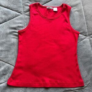 Y2K Red Ribbed Tank Top by US THREE size large